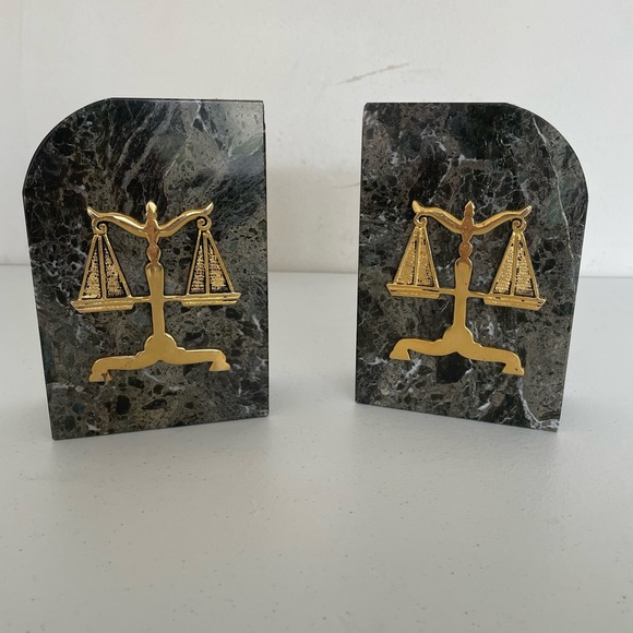 Other Scales Of Justice Gray Marble Bookends Legal Lawyers Judicial